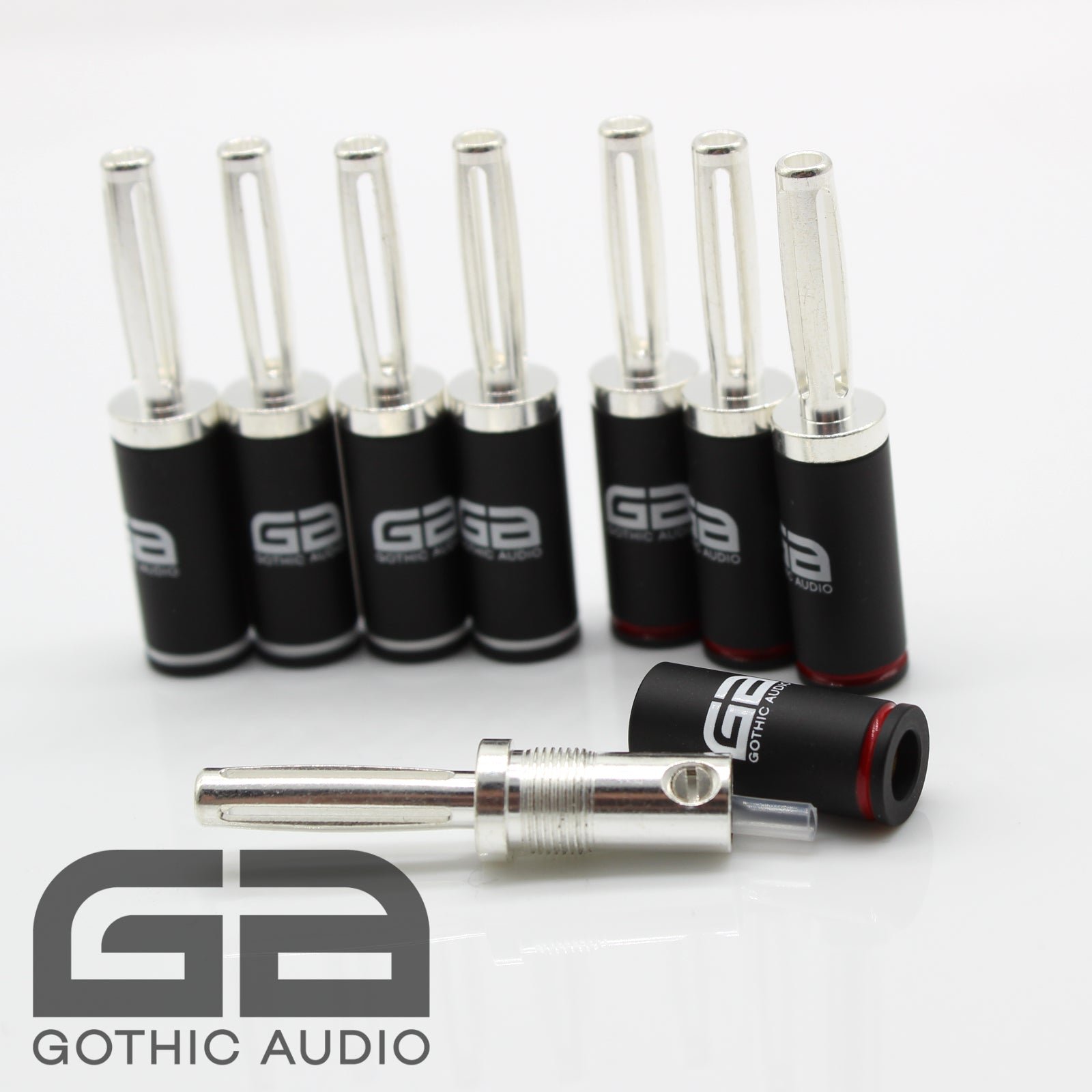 Set Of 4 or 8 Silver Plated Tellurium Copper Speaker Connectors 4mm Banana Plugs